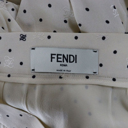 Fendi 21SS FF Calligraphy Logo Dotted Allover Silk Slit Pleated Long Skirt