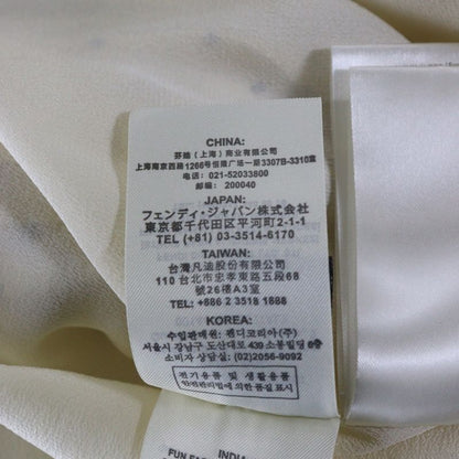 Fendi 21SS FF Calligraphy Logo Dotted Allover Silk Slit Pleated Long Skirt