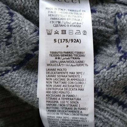 Gucci Jumbo Logo Intarsia Cardigan Long-sleeved Cardigan In Wool Grey/navy