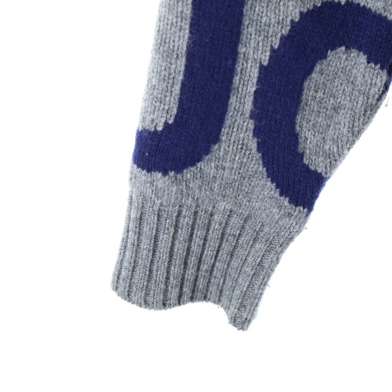 Gucci Jumbo Logo Intarsia Cardigan Long-sleeved Cardigan In Wool Grey/navy