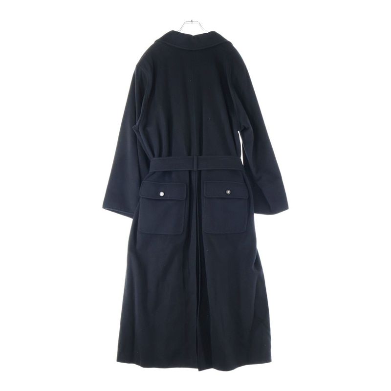 Chanel 95AW Coco Mark Button Chain Buckle Cashmere Oversized Long Coat Black