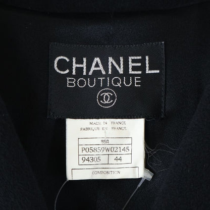 Chanel 95AW Coco Mark Button Chain Buckle Cashmere Oversized Long Coat Black