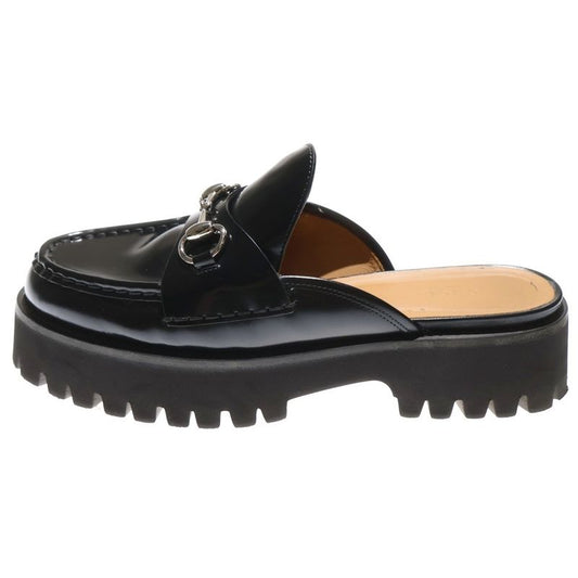 Gucci Horsebit Leather Mules Thick Soled Sandals Black 764207