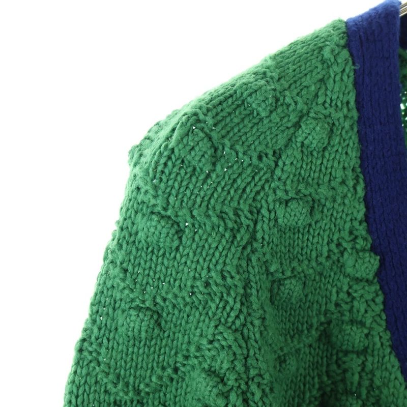 Chanel Cable Knit Cardigan With Flower Patch Women's Green P52021k06682