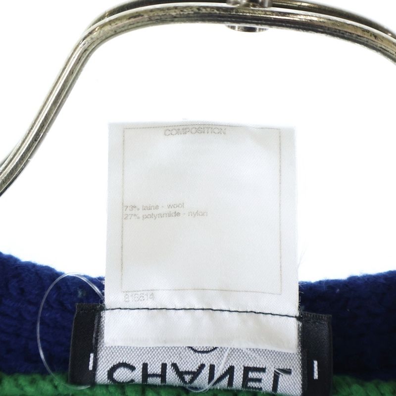 Chanel Cable Knit Cardigan With Flower Patch Women's Green P52021k06682