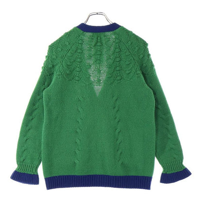 Chanel Cable Knit Cardigan With Flower Patch Women's Green P52021k06682