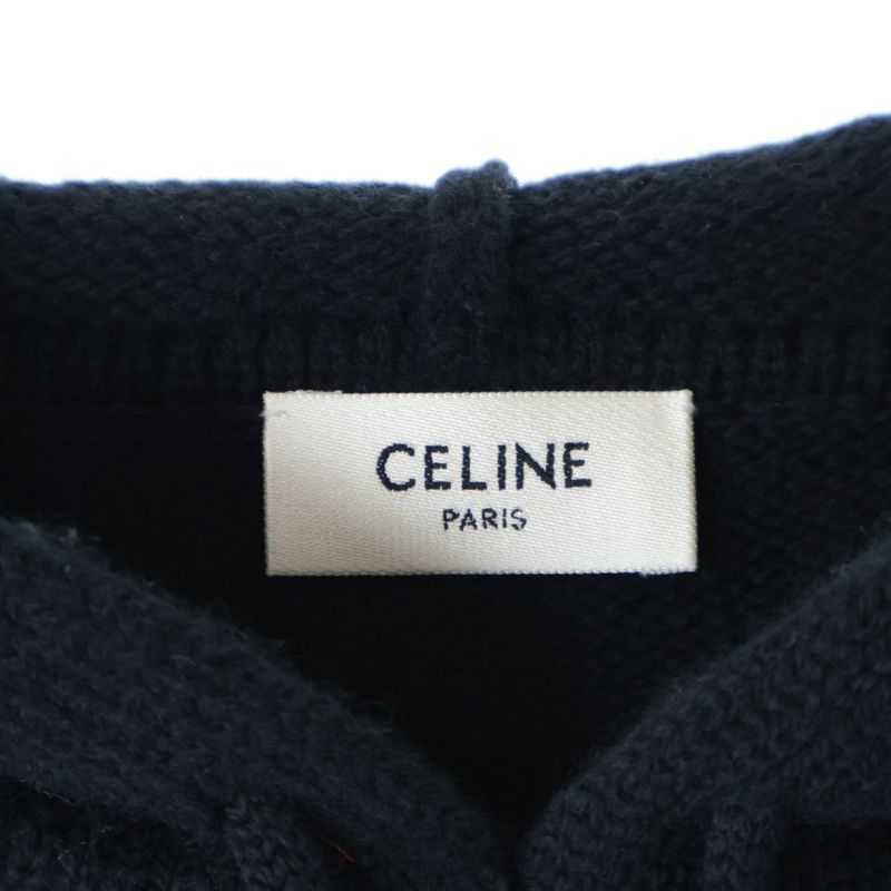 Celine Triomphe Cashmere Pullover Knit Hoodie Black 2ac87048t