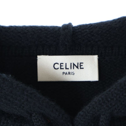 Celine Triomphe Cashmere Pullover Knit Hoodie Black 2ac87048t