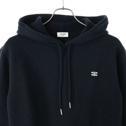 Celine Triomphe Cashmere Pullover Knit Hoodie Black 2ac87048t