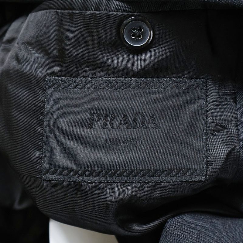 Prada Tailored Jacket Triangle Logo Wool Tailored Jacket Gray Ugi223