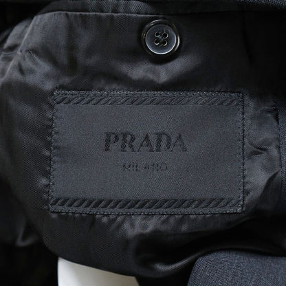 Prada Tailored Jacket Triangle Logo Wool Tailored Jacket Gray Ugi223