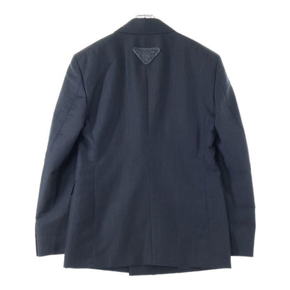 Prada Tailored Jacket Triangle Logo Wool Tailored Jacket Gray Ugi223