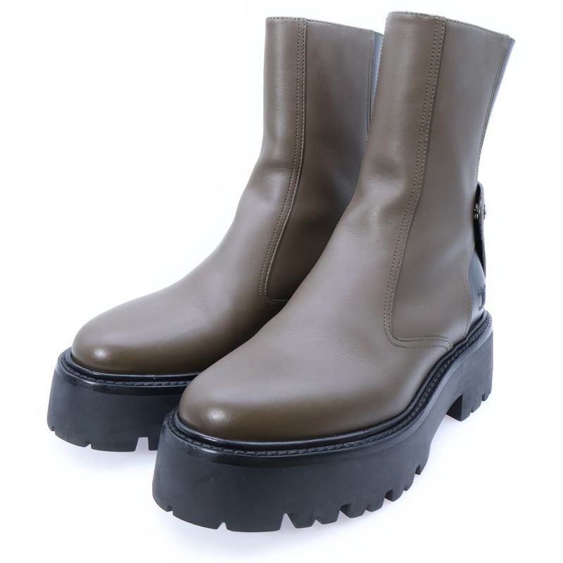 Celine Triomphe Logo Bicolor Leather Bicolor Bulky Back Zip Thick Sole High Cut