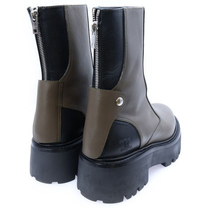 Celine Triomphe Logo Bicolor Leather Bicolor Bulky Back Zip Thick Sole High Cut