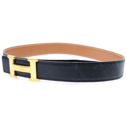 Hermes Constance Leather Belt Black Gold Hardware □D