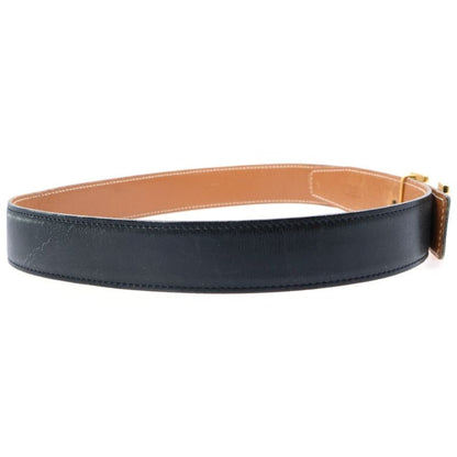 Hermes Constance Leather Belt Black Gold Hardware □D