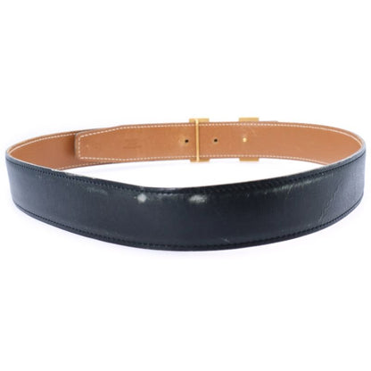 Hermes Constance Leather Belt Black Gold Hardware □D