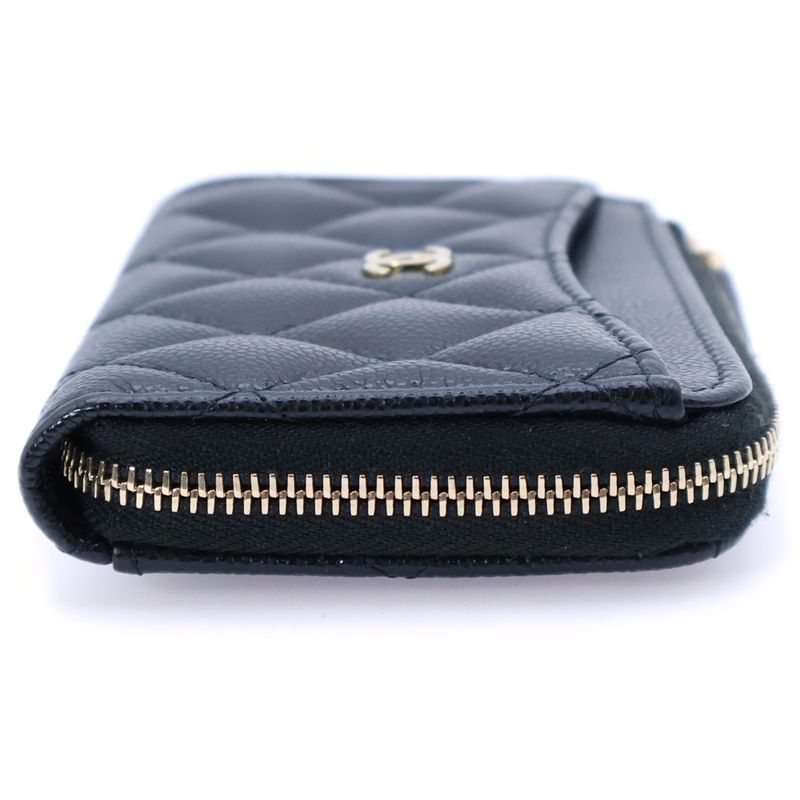Chanel Matelasse Fragment Case Coin Purse Coin Purse Black Caviar Skin Gold