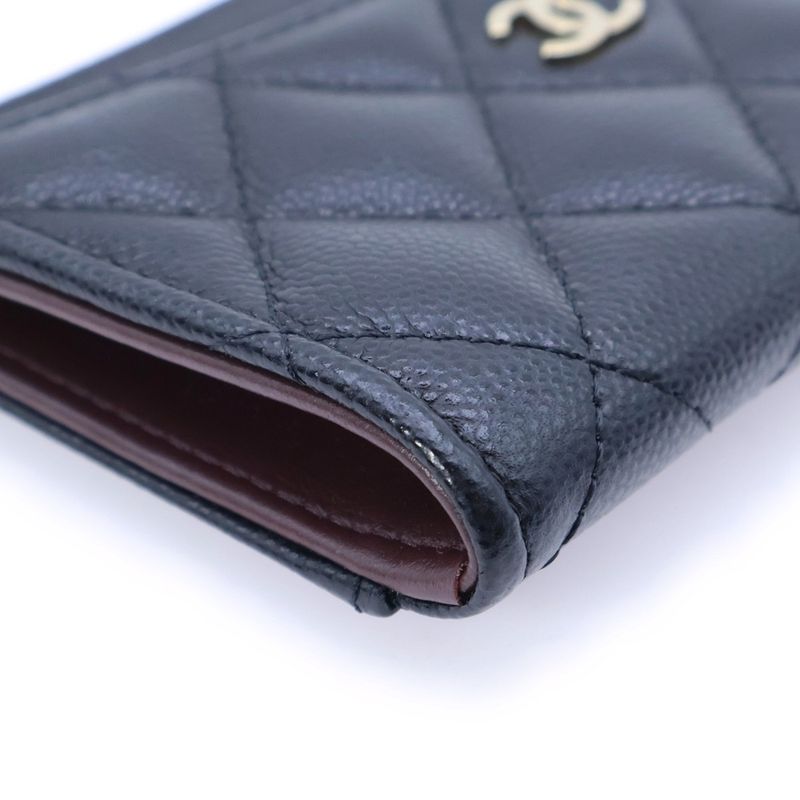 Chanel Matelasse Fragment Case Coin Purse Coin Purse Black Caviar Skin Gold