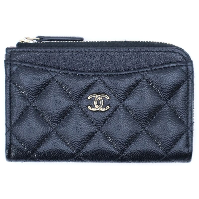 Chanel Matelasse Fragment Case Coin Purse Coin Purse Black Caviar Skin Gold