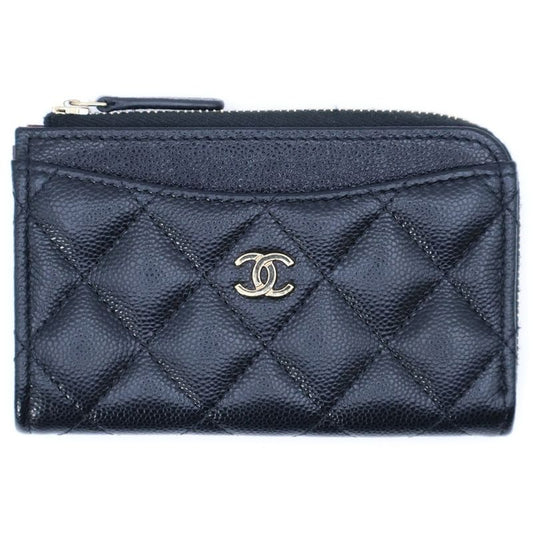 Chanel Matelasse Fragment Case Coin Purse Coin Purse Black Caviar Skin Gold