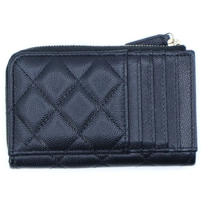 Chanel Matelasse Fragment Case Coin Purse Coin Purse Black Caviar Skin Gold