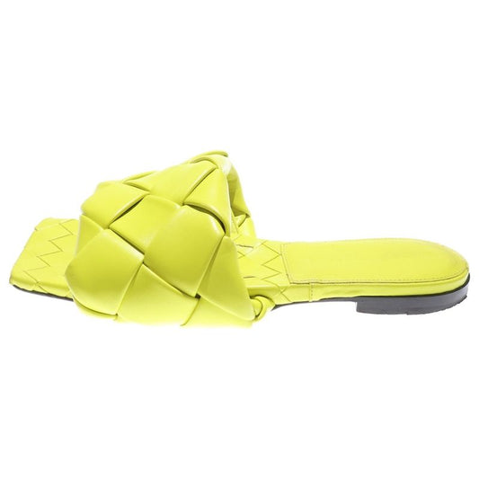Bottega Veneta Lido Intrecciato Leather Flat Sandal Yellow