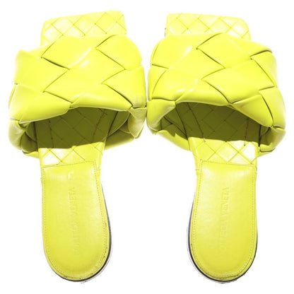 Bottega Veneta Lido Intrecciato Leather Flat Sandal Yellow