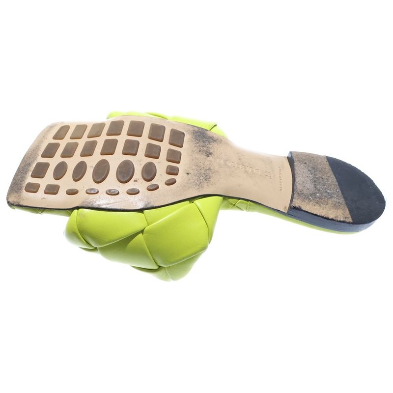 Bottega Veneta Lido Intrecciato Leather Flat Sandal Yellow