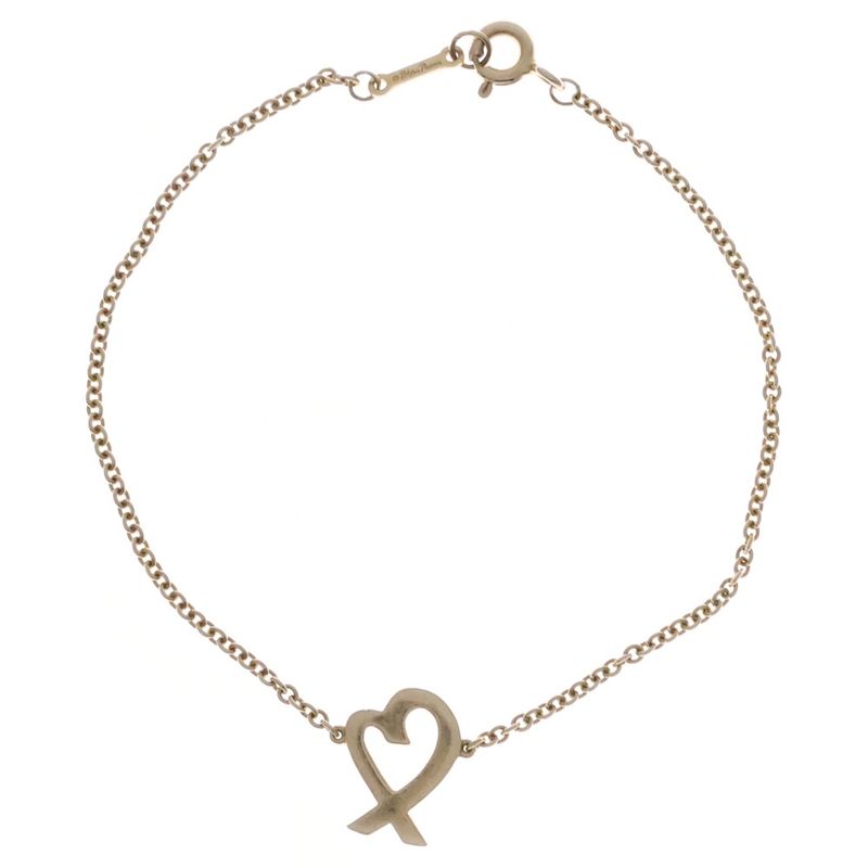 Tiffany & Co Paloma Picasso Rubbing Heart Bracelet Au750 18K YG Yellow Gold