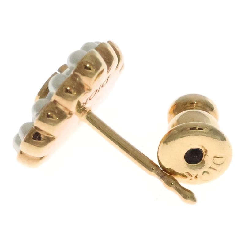 Christian Dior CD Logo Pearl Heart Earrings Light Green And Gold GP