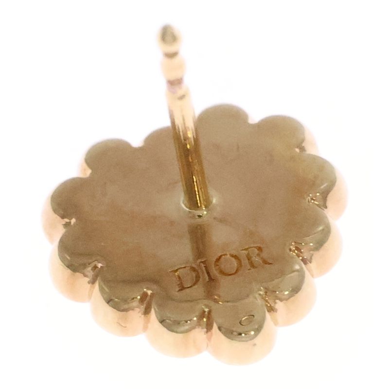 Christian Dior CD Logo Pearl Heart Earrings Light Green And Gold GP