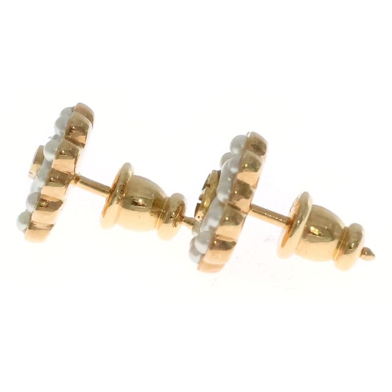 Christian Dior CD Logo Pearl Heart Earrings Light Green And Gold GP