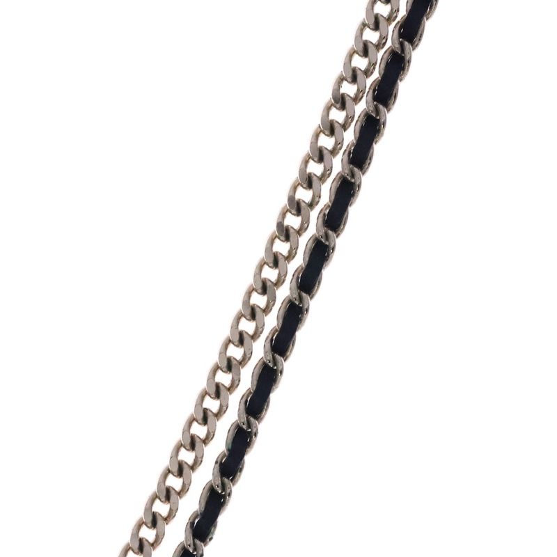 Chanel Coco Mark Rhinestone Necklace Pendant Chain Gold X Black Ab927