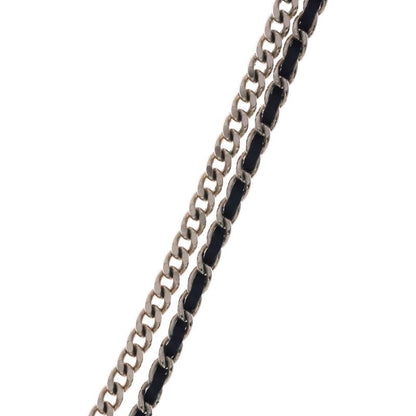 Chanel Coco Mark Rhinestone Necklace Pendant Chain Gold X Black Ab927