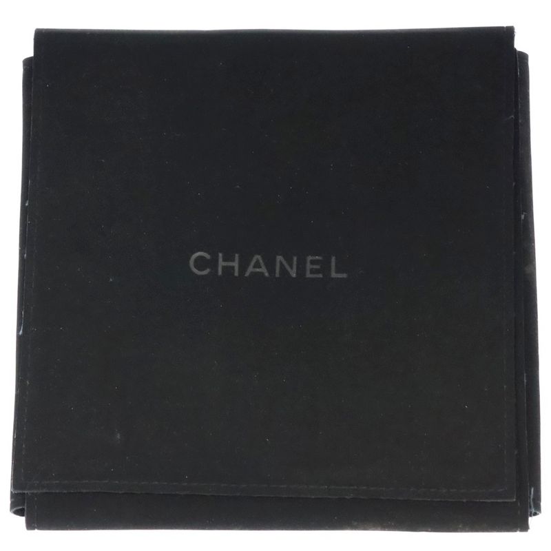 Chanel Coco Mark Rhinestone Necklace Pendant Chain Gold X Black Ab927