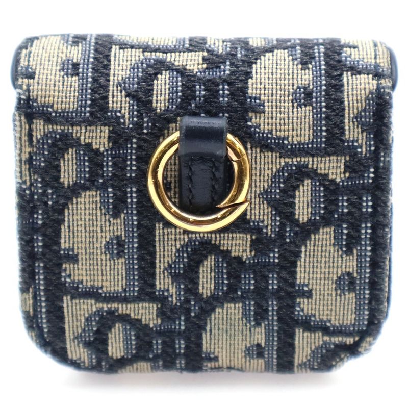 Christian Dior Oblique Air Pods Case Canvas Navy