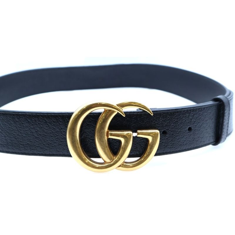 Gucci GG Marmont Buckle Leather Belt Black 40683