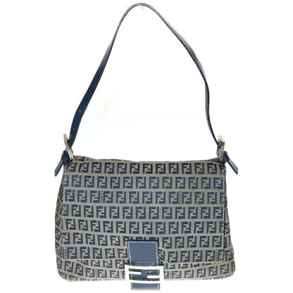 Fendi Zucchino Handbag One Shoulder Bag Navy Canvas
