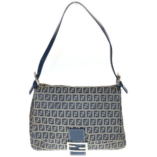 Fendi Zucchino Handbag One Shoulder Bag Navy Canvas