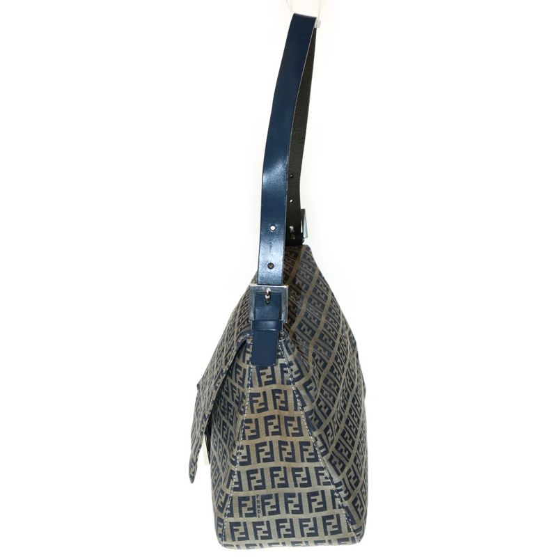 Fendi Zucchino Handbag One Shoulder Bag Navy Canvas