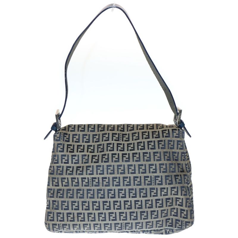 Fendi Zucchino Handbag One Shoulder Bag Navy Canvas