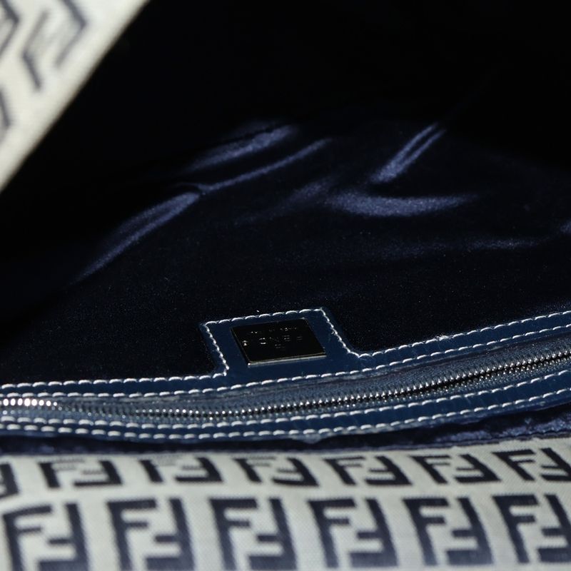 Fendi Zucchino Handbag One Shoulder Bag Navy Canvas