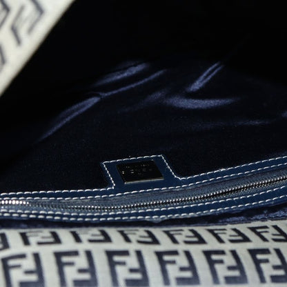 Fendi Zucchino Handbag One Shoulder Bag Navy Canvas