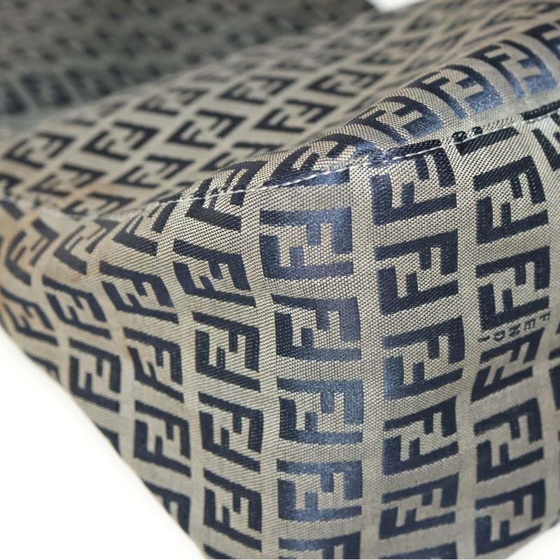 Fendi Zucchino Handbag One Shoulder Bag Navy Canvas