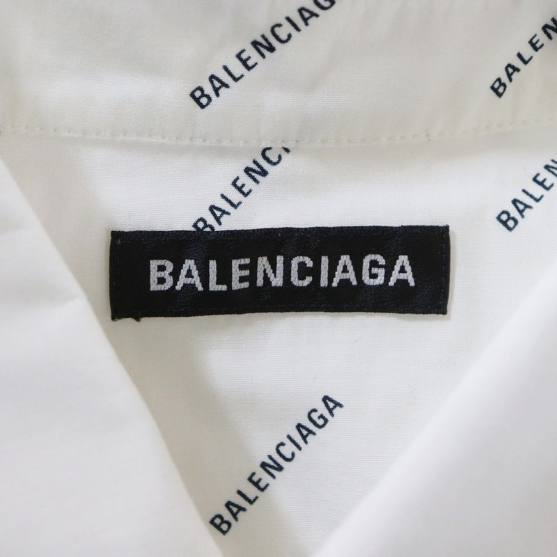 Balenciaga 18SS Logo Pattern Front Pocket Button-down Short-sleeved Shirt
