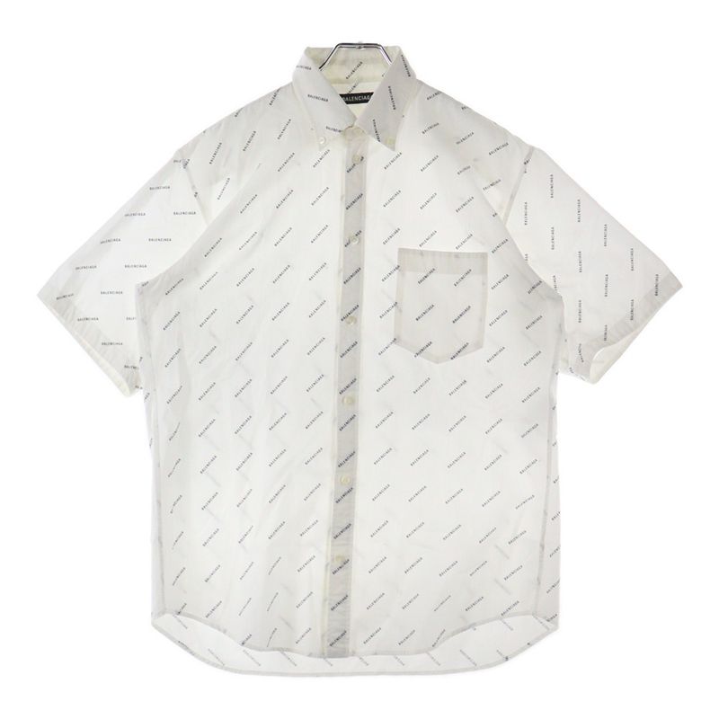 Balenciaga 18SS Logo Pattern Front Pocket Button-down Short-sleeved Shirt