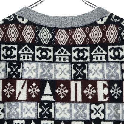 Chanel Coco Mark Cashmere Nordic Pattern Crewneck Pullover Long Sleeve Knit