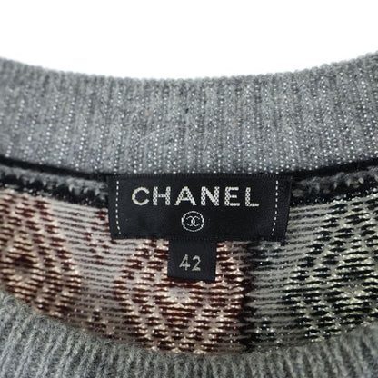 Chanel Coco Mark Cashmere Nordic Pattern Crewneck Pullover Long Sleeve Knit