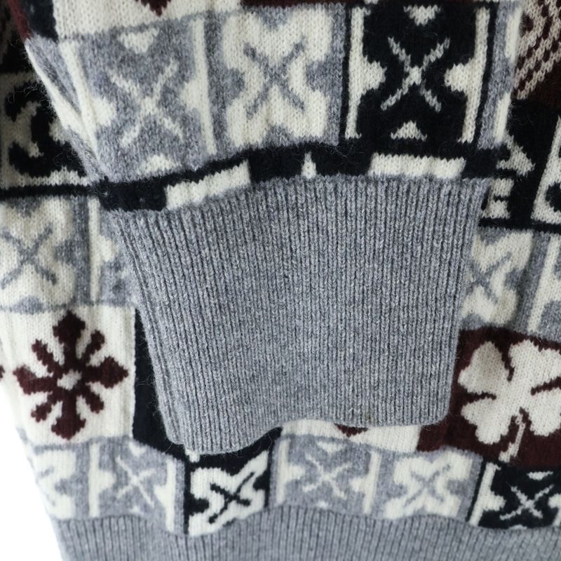 Chanel Coco Mark Cashmere Nordic Pattern Crewneck Pullover Long Sleeve Knit
